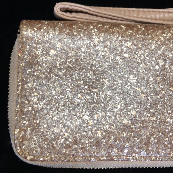 “deux lux” Gold Shimmery Sparkle Wallet with 3 Wide Pockets & 6 Cardholder Slots - Picture 9 of 10